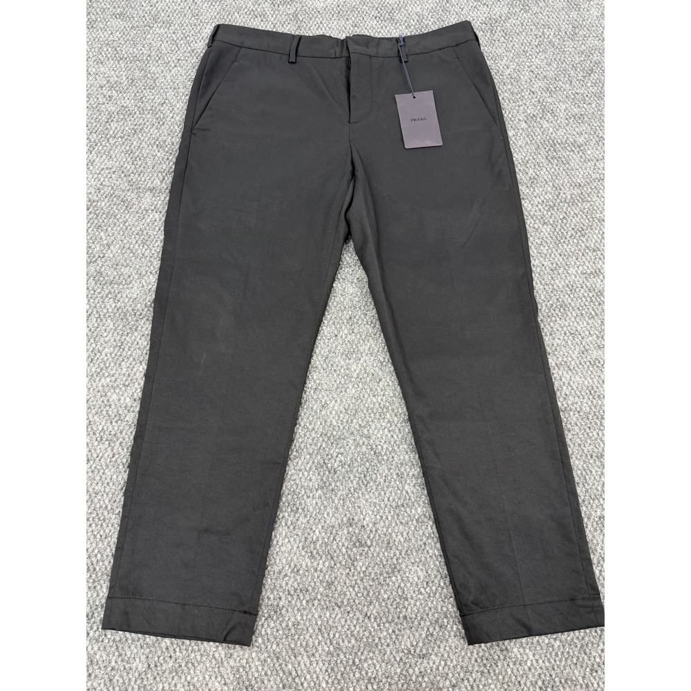 Prada Size 48 US 12 Black Straight Chino Trousers Pants Button Fly - New